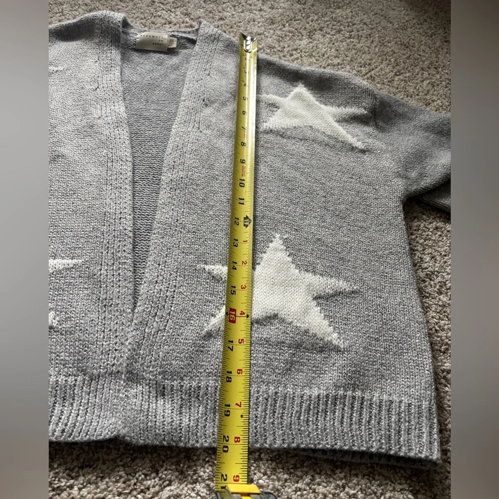 Dreamers Knit Open Front Cardigan Gray with White Stars Size X-Small - Picture 8 of 8